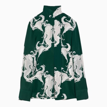 Valentino Shirt With Ivy Green Silk Print Women