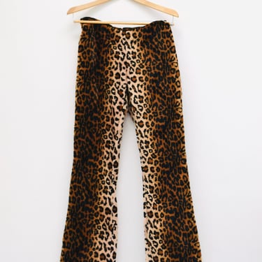 90s 2000s Vintage Animal Print Pants Small Medium//  90s Leopard Cheetah Print Faux Fur Velvet Pants 90s Club Animal Print Pants 