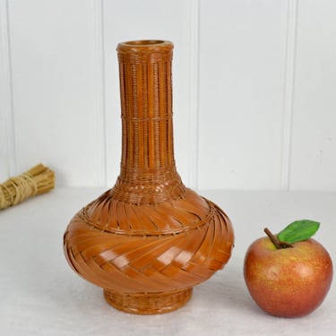 Vase bamboo wicker China design 60s flower vase arts and crafts flower ceramics porcelain pottery mid century vintage rockabilly 50s 