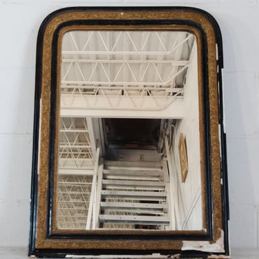 Antique french extra large ebony and gold Louis Philippe mirror