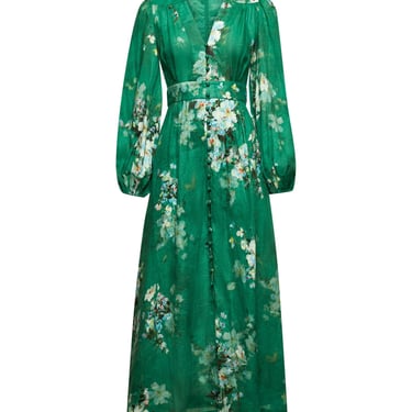 Zimmermann Women Green Linen Everley Midi Dress
