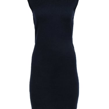 Lanvin - Navy Knit Sleeveless Sweater Dress w/ Embossed Neckline Size S/M