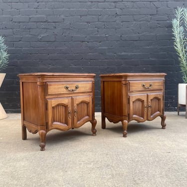 Pair of Vintage French Provincial Walnut Night Stands, 1960’s 