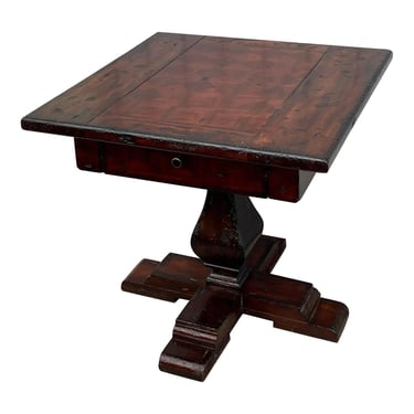 Rustic Mahogany Pedestal Foyer Center Table 