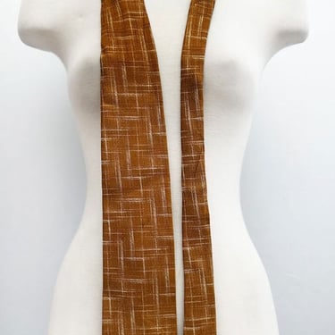 Men's Silk Necktie Mid Century 1950's, 1960's Gold Suit Tie, Print, 3" Wide, Vintage Atomic Abstract Print Harvest Gold 