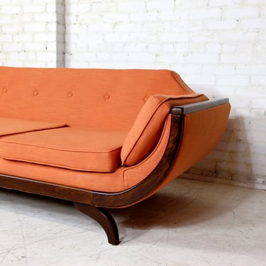 Vintage MCM 3 seater gondola Adrian Pearsall style sofa with wood trim | Free delivery in NYC and Hudson Valley areas 