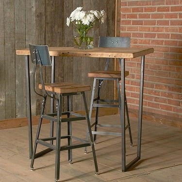Stool or chair with steel back in three heights (18