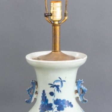 Chinese Large Porcelain Baluster Vase Lamp Mounted