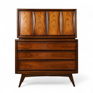 United Furniture Vintage Mid Century Modern Atomic Highboy Dresser c. 1960s 