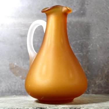 Vintage Pilgrim Glass Mini Pitcher | Frosted Glass Creamer | Amber Glass Pitcher | Bixley Shop 