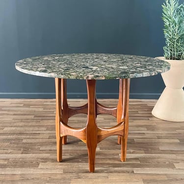 Mid-Century Modern Marble Stone & Walnut Dining Table, c.1950’s 