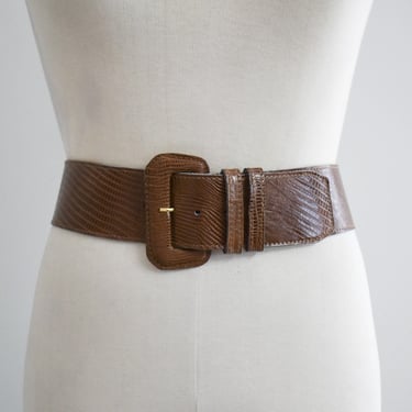 1980s Calderon Brown Reptile Leather Belt 