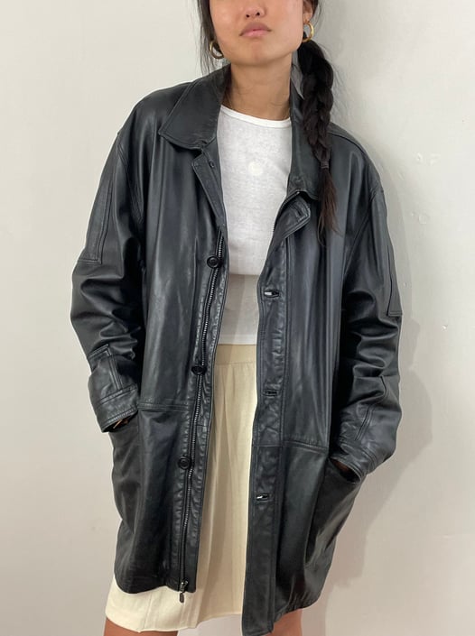 oversized 90s leather jacket