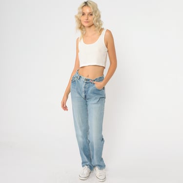 80s Levi Strauss High Waisted Mom Jeans Light Blue Jeans Straight Leg Vintage 1980s Cotton Denim Pants Classic Five Pocket Styling Small S 
