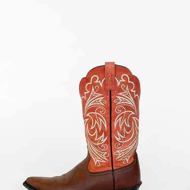 Two Tone Orange Embroidered Cowboy Boots (7)