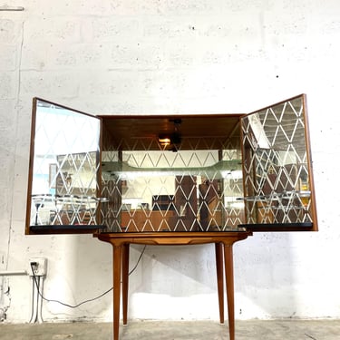 Illum Wikkelso Teak Bar Cabinet Danish Mid Century Modern 