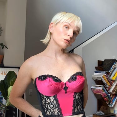 VTG 80s Undercover Wear Pink/Black Bustier 