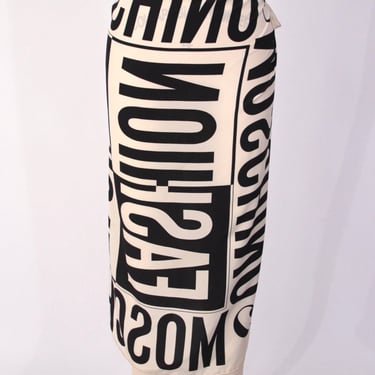 1990s Moschino 'Fashion Fashoff' Logo Scarf