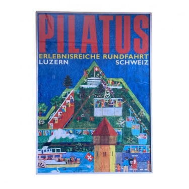 Large Swiss Travel Ski Poster Mt. Pilatus by Edgar Kung