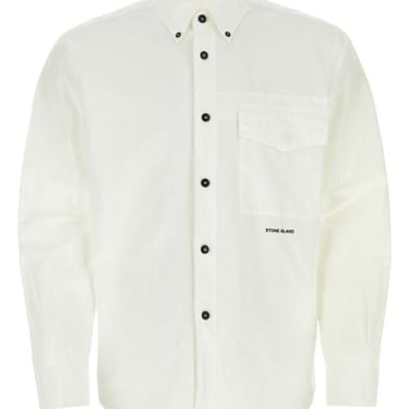 Stone Island Man White Cotton Blend Shirt