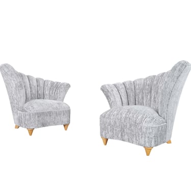 Vintage Hollywood Regency "Asymmetrical" Velvet Chairs
