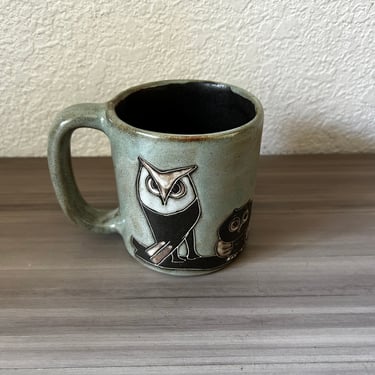 Vintage Mara Mexico Large Handmade Stoneware Coffee Owl Mug 