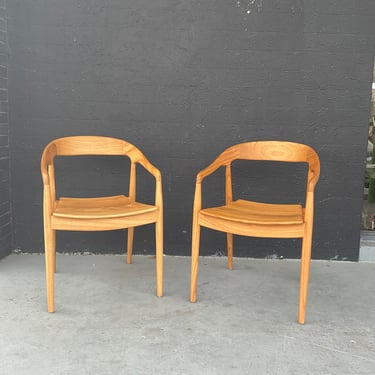 Pair of Blonde Sculptural Arm Chairs