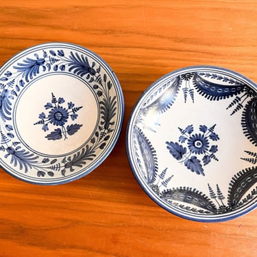 Teresa Parzobispo 1992 Blue and White Ceramic Bowls (Sold Separately) 