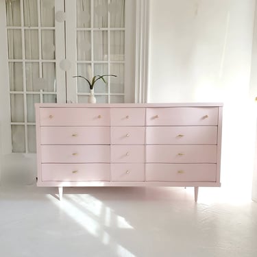 Sweet like cinnamon...custom order this.Light pink mid century dresser credenza, #lanadelray,  curved furniture mcm dresser  nj nyc 