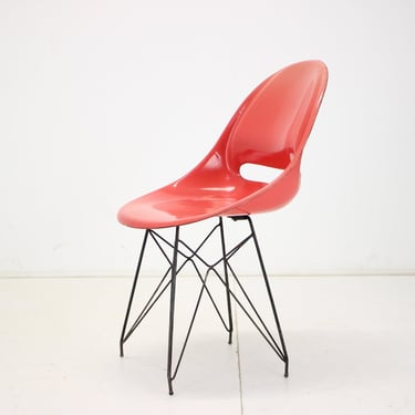 Midcentury Red Design Fiberglass Dining Chairs by M.Navratil, 1960s / Mid-century / Red Colour / Vitage Chair / 