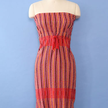 Soft Striped Fringed Tube Dress S/M