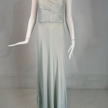 Ralph Lauren Black Label Pale Blue Silk Strapless Draped Bodice Bias Cut Gown 8