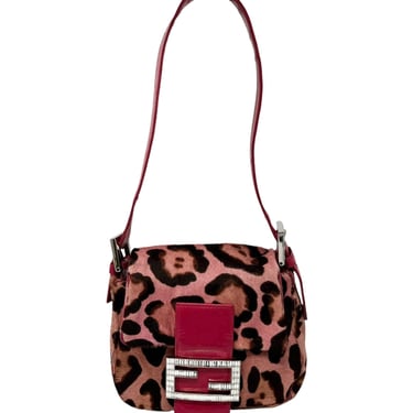 Fendi Pink Cheetah Mini Mama Baguette Bag