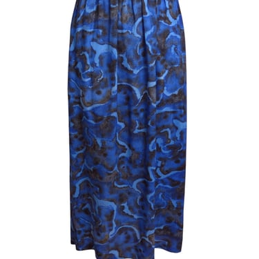 YOHJI YAMAMOTO- 1990s Blue Rayon Print Skirt, Size 8