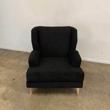 Custom Made Lounge Chair in Black Sherpa 