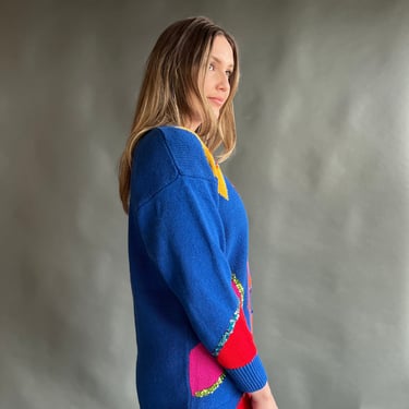 Vintage 80s Abstract Cobalt Sweater 