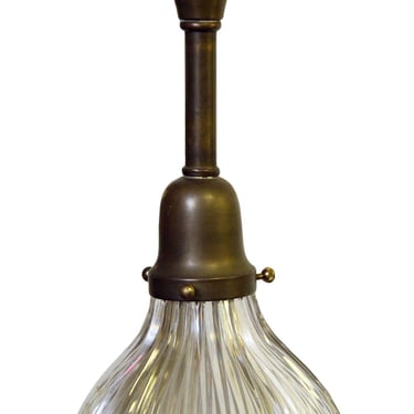 Antique Clear Holophane 9 in. Glass Pole Pendant Light