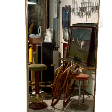 Italian Modern Brass Frame Mirror, 1970s