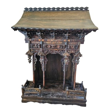 Monumental Antique Chinese Ancestral Shrine - Large Altar Temple Architectural Model Qing Dynasty 