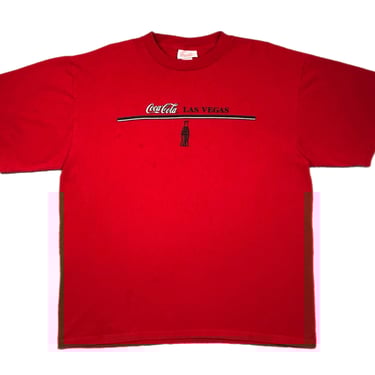 Vintage 90s Coca-Cola Las Vegas Made in USA Soda Pop Promotional Graphic T-Shirt Size Large/XL 