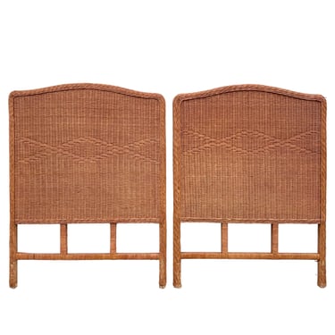 Set of 2 Wicker Twin Headboards - Vintage Natural Coastal Boho Chic Bedroom Furniture 