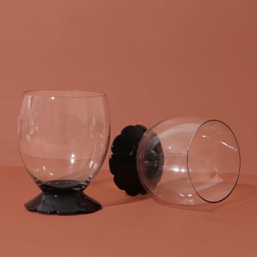 Vintage Black Lily Pad Glasses, Vintage Drinking Glasses, Vintage Barware 
