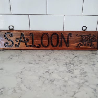 Vintage Wooden Saloon Sign with Grape Design Bar Décor Home Décor 