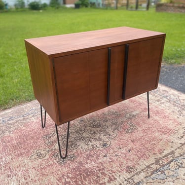 Reclaimed Midcentury Modern Petite Walnut Cabinet
