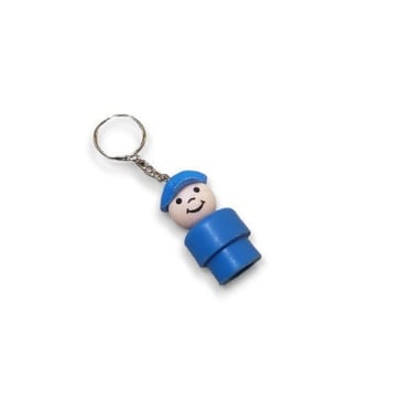 Vintage 1970s Fisher Price Little People Keychain, Pilot or Mailman Key Fob, Plastic Body & Head, Young Man Boy Key Ring Charm, Retro Toys 