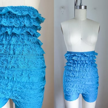 Vintage 1980s Blue Lace Bloomers / Youth L // XS 