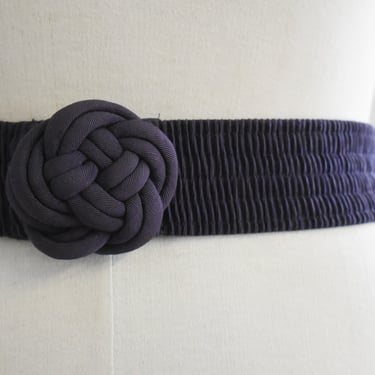 1980s Navy Fabric Knot Stretchy Belt 