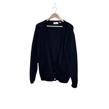 Vintage 90's Black Pembrooke Lane Mohair Blend Cardigan Sweater, Size Large 