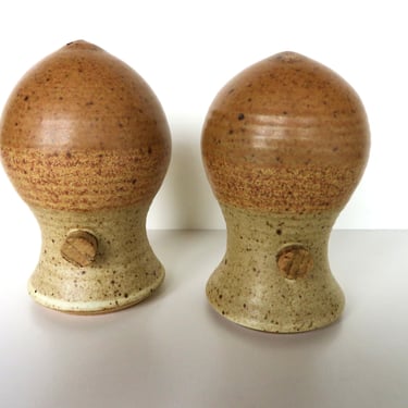 Studio Pottery Salt and Pepper Shakers, Oversized Hand Crafted Shakers With Cork Stoppers 
