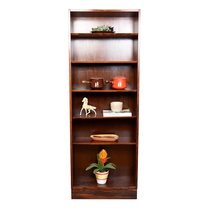 Danish Modern Rosewood Adjustable Shelf Single Bookcase